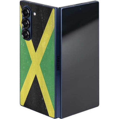 Jamaica Flag Distressed Galaxy Z Fold6 Skin